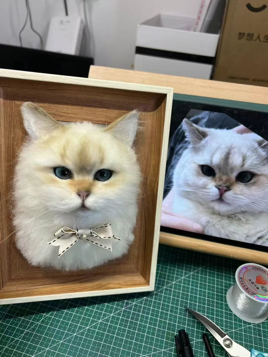3D Pet Memorial Photo Frame-Simulated Fur-Custom Size