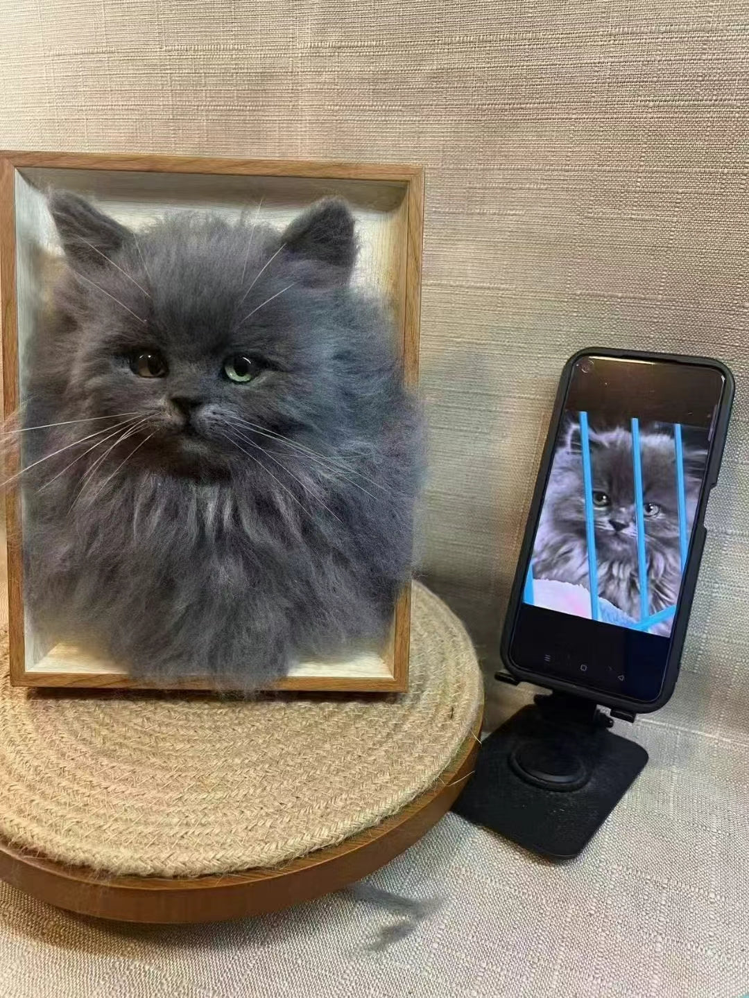 3D Pet Memorial Photo Frame-Simulated Fur-Custom Size
