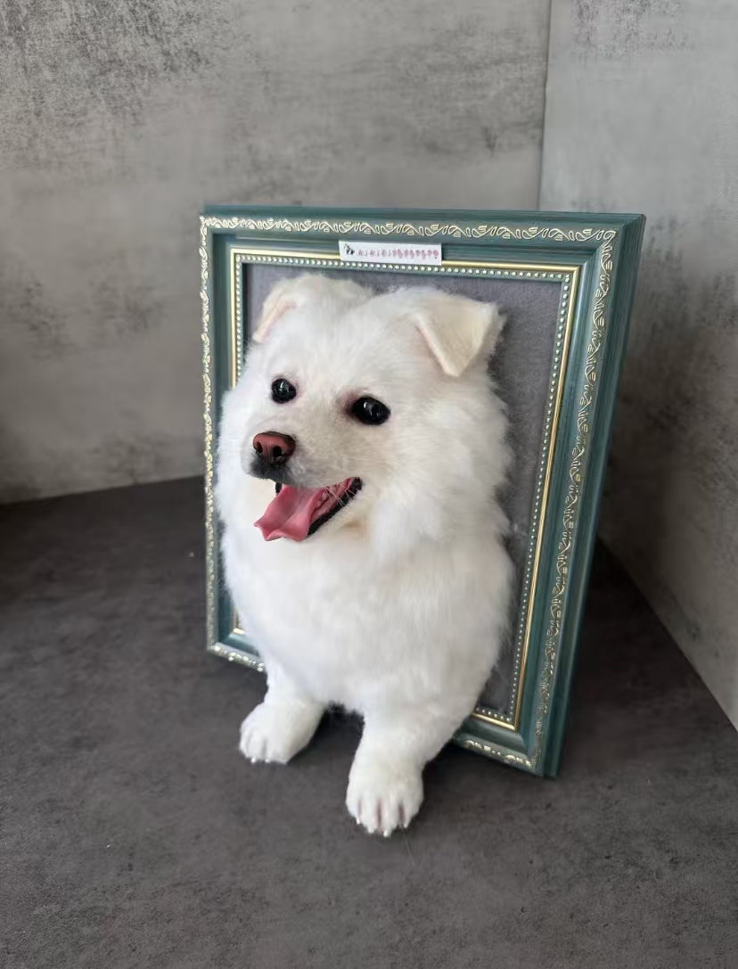 3D Pet Memorial Photo Frame-Simulated Fur-Custom Size