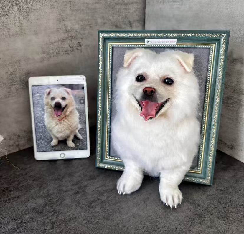 3D Pet Memorial Photo Frame-Simulated Fur-Custom Size